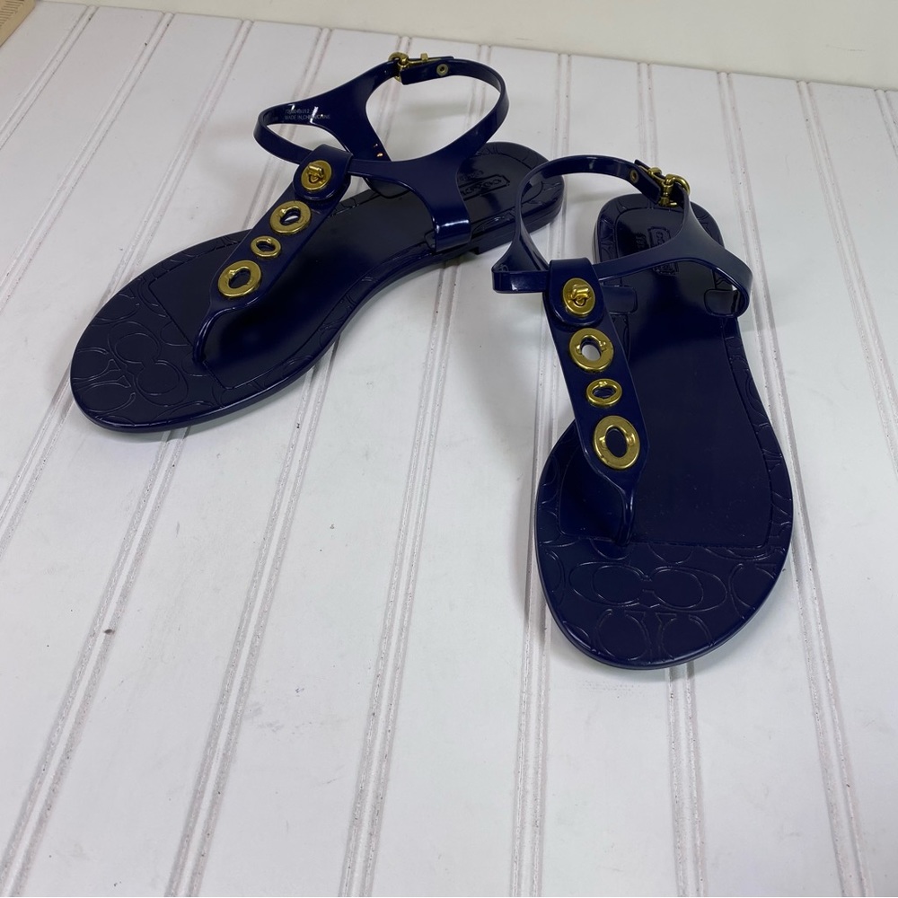 Coach Jelly Navy Blue Thong Sandals Gem